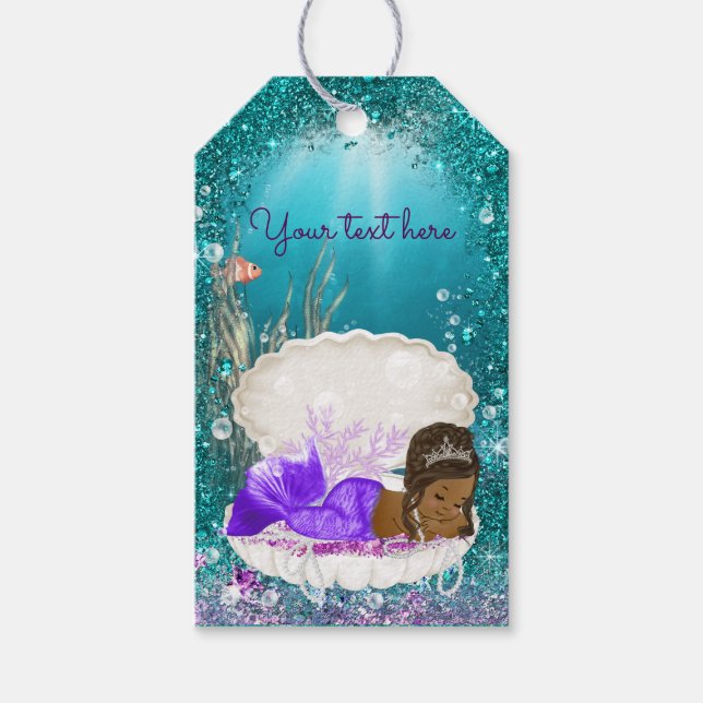 Afroamerikanischer Meerjungfrauenschild Geschenkanhänger (Vorderseite)