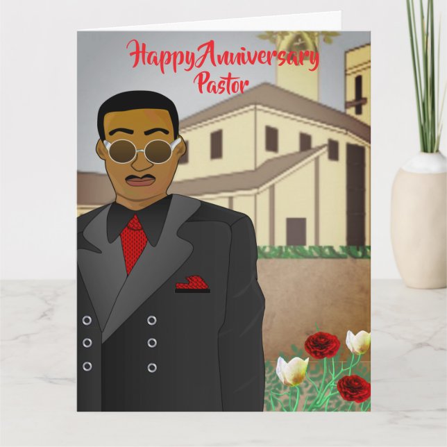 Afroamerikanischer Pastor-Kirchenjubiläumskarte Karte (Vorderseite)