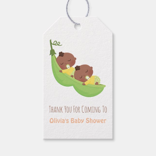 Afroamerikanischer Pea Pod Twin Vielen Dank für Ih Geschenkanhänger (Vorderseite)