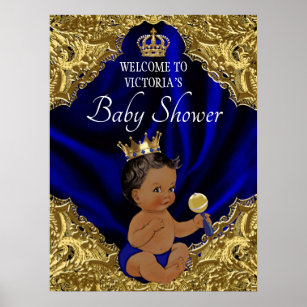 Afroamerikanischer Prince Baby Dusche Begrüßungsze Poster