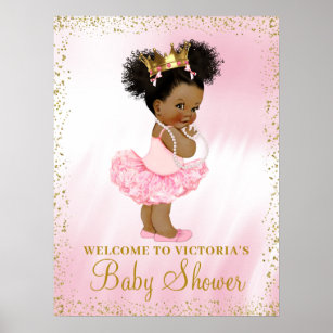 Afroamerikanischer Princess Baby Dusche Begrüßungs Poster