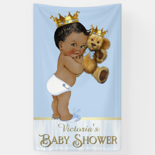 Afroamerikanischer Prinz Teddybär Baby Shower Banner