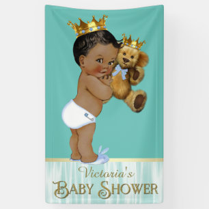 Afroamerikanischer Prinz Teddybär Junge Baby Showe Banner