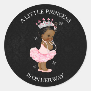 Afroamerikanischer Prinzessin Mädchen Baby Shower Runder Aufkleber