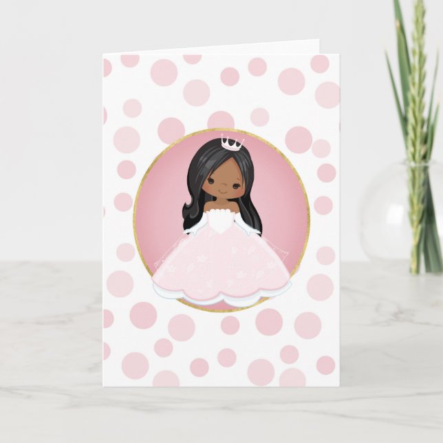Afroamerikanischer Rosa Prinzessin Karte (Vorderseite)