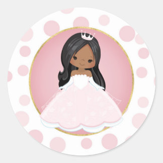 Afroamerikanischer Rosa Prinzessin Runder Aufkleber