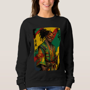 Afroamerikanischer Samurai-Krieger Katana Anime Ja Sweatshirt