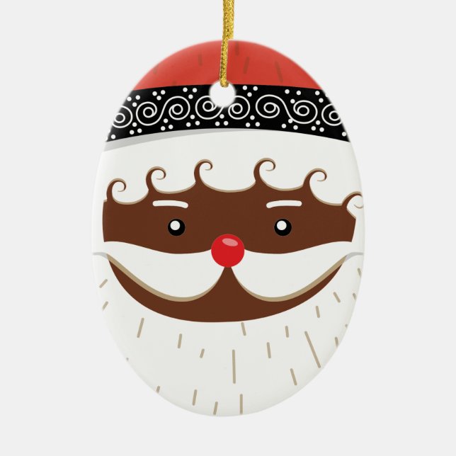afroamerikanischer Santa Keramik Ornament (Vorne)