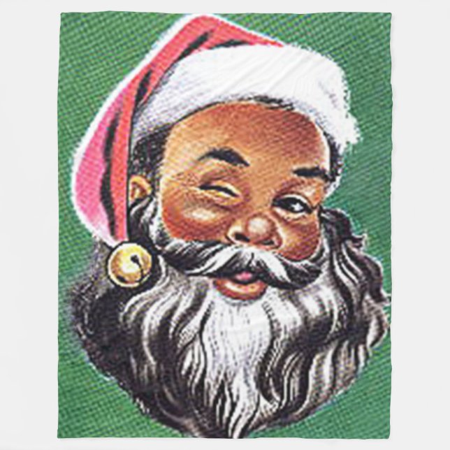 Afroamerikanischer schwarzer Weihnachtsmann Fleecedecke (Vorderseite)