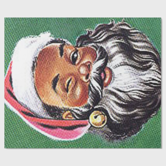 Afroamerikanischer schwarzer Weihnachtsmann Geschenkpapier (Flach)
