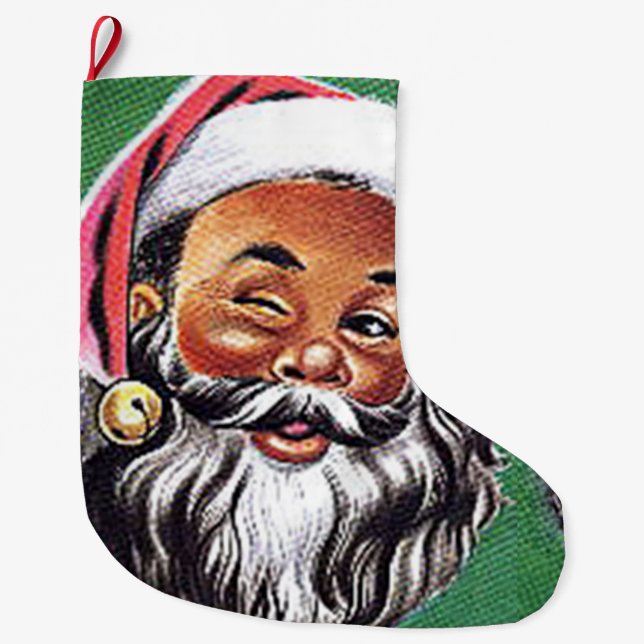 Afroamerikanischer schwarzer Weihnachtsmann Großer Weihnachtsstrumpf (Vorderseite)