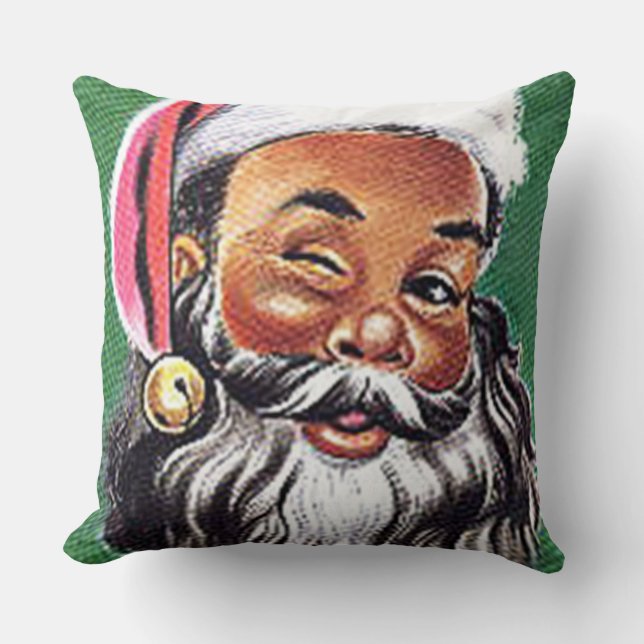 Afroamerikanischer schwarzer Weihnachtsmann Kissen (Vorderseite)