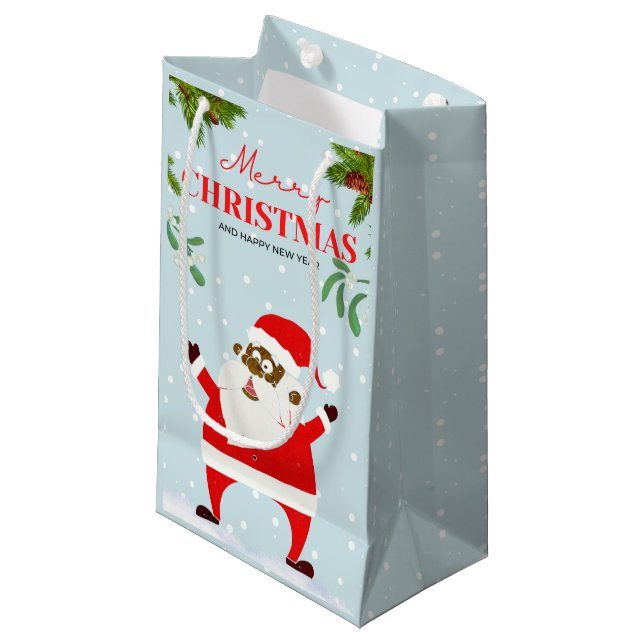 Afroamerikanischer schwarzer Weihnachtsmann Kleine Geschenktüte (Vorderseite Schrägansicht)