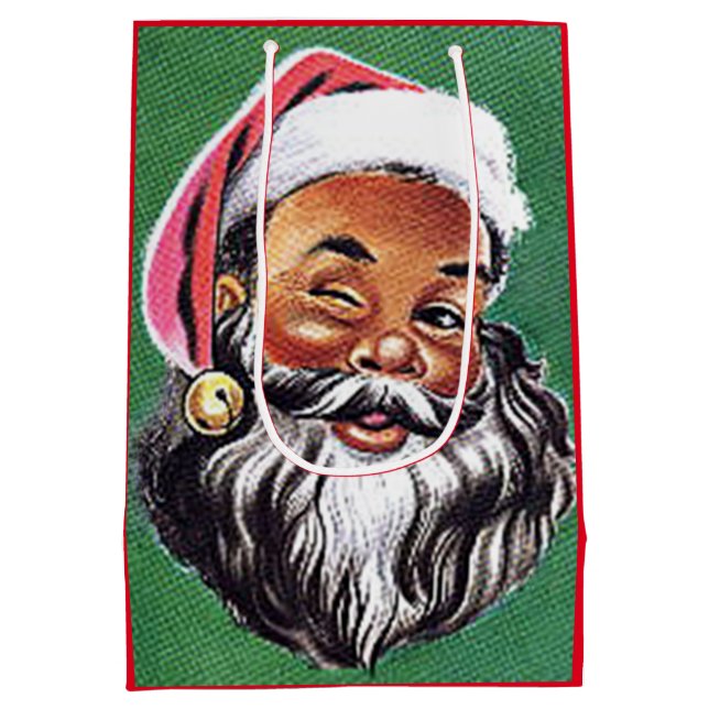 Afroamerikanischer schwarzer Weihnachtsmann Mittlere Geschenktüte (Rückseite)