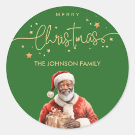 Afroamerikanischer schwarzer Weihnachtsmann Runder Aufkleber