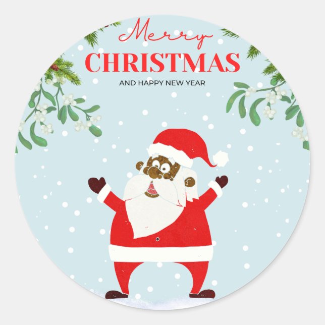 Afroamerikanischer schwarzer Weihnachtsmann Runder Aufkleber (Vorderseite)