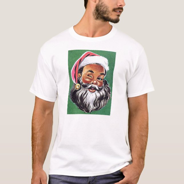 Afroamerikanischer schwarzer Weihnachtsmann T-Shirt (Vorderseite)