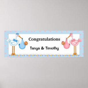 Afroamerikanischer Twins Baby Showbanner Poster