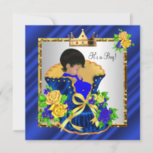 Afroamerikanischer Vintag Prince Baby Shower Boy 2 Einladung