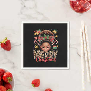 Afroamerikanischer Weihnachts-Messy-Bun Schwarze M Serviette