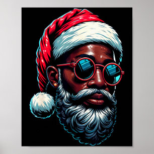 Afroamerikanischer Weihnachts-Pyjama Xmas Afro San Poster