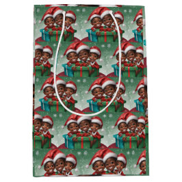 Afroamerikanischer Weihnachtself Mittlere Geschenktüte