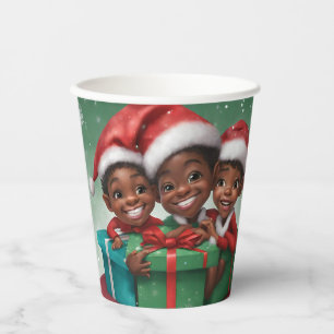 Afroamerikanischer Weihnachtself Pappbecher