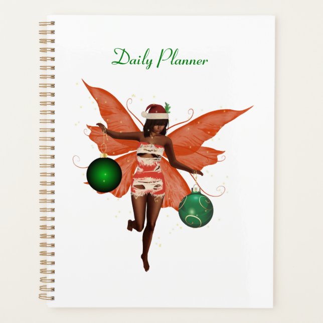 Afroamerikanischer Weihnachtsfairy Daily Planner Planer (Vorderseite)