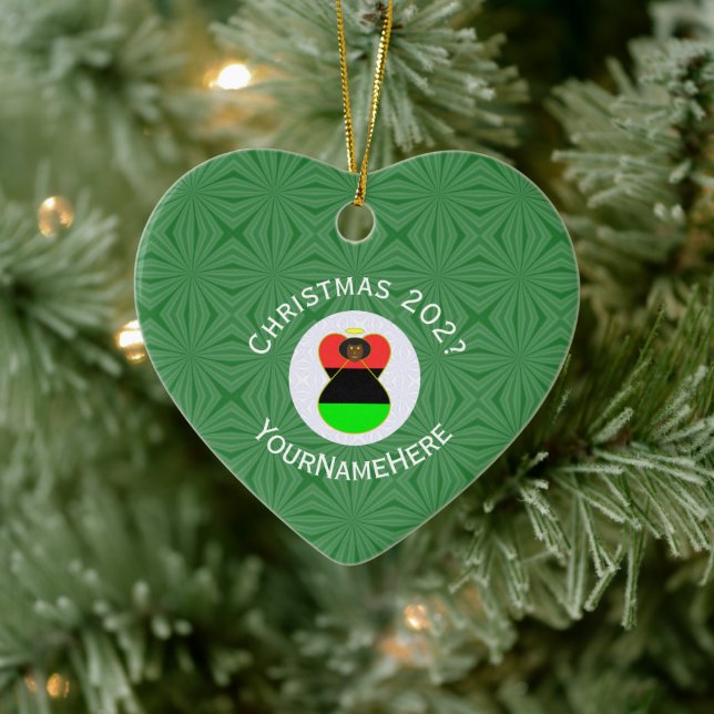 Afroamerikanischer Weihnachtsfeind Jahr Herz Keramik Ornament (Baum)
