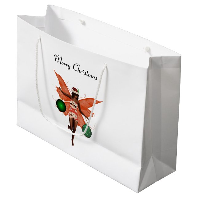 Afroamerikanischer Weihnachtsgebäck Große Geschenktüte (Vorderseite Schrägansicht)