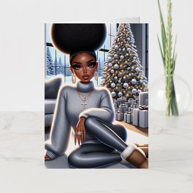Afroamerikanischer Weihnachtsgrußkarten (Vorderseite)