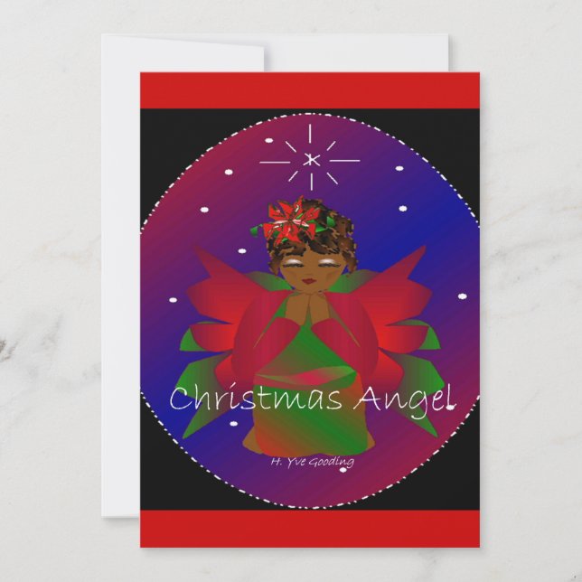 Afroamerikanischer Weihnachtsmann Angel Baby Girl Einladung (Vorderseite)