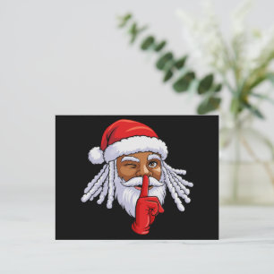 Afroamerikanischer Weihnachtsmann-Claus Weihnachts Feiertagspostkarte