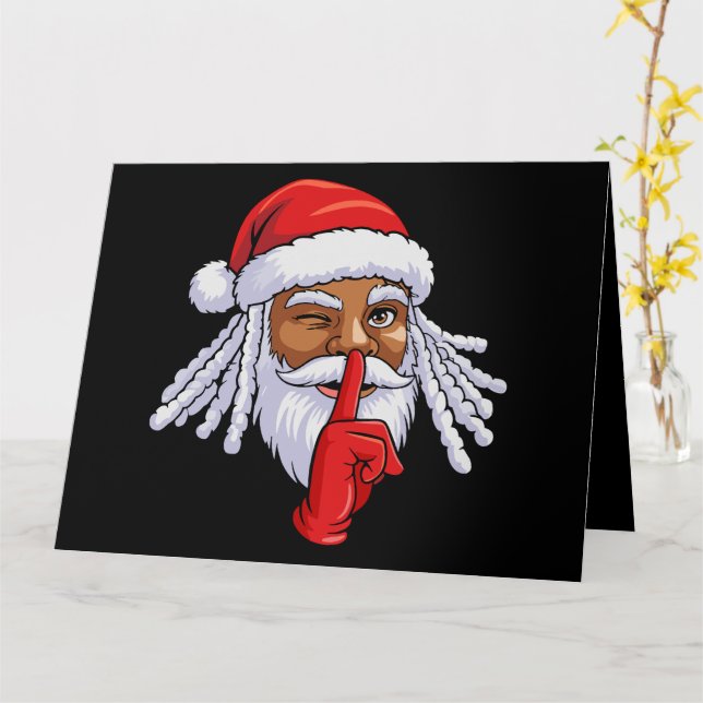 Afroamerikanischer Weihnachtsmann-Claus Weihnachts Karte (Gelbe Blume)