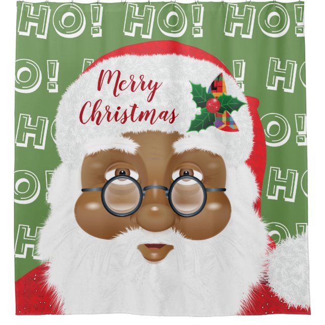 Afroamerikanischer Weihnachtsmann Duschvorhang (Vorderseite)