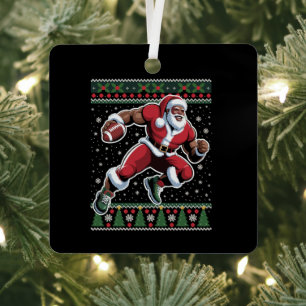 Afroamerikanischer Weihnachtsmann Football hässlic Ornament Aus Metall
