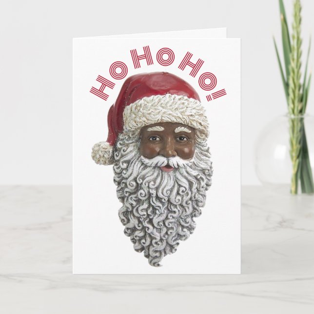 Afroamerikanischer Weihnachtsmann frohe Weihnachte Karte (Vorderseite)