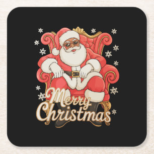 Afroamerikanischer Weihnachtsmann Frohe Weihnachte Rechteckiger Pappuntersetzer