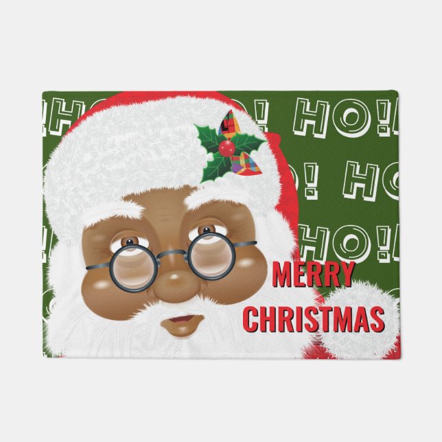 Afroamerikanischer Weihnachtsmann Fußmatte (Vorderseite)