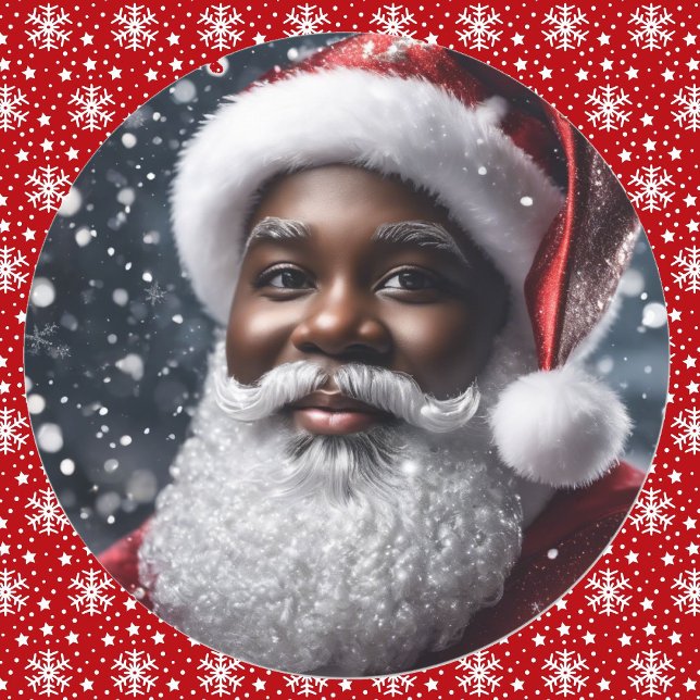 Afroamerikanischer Weihnachtsmann Runder Aufkleber (Von Creator hochgeladen)