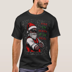 Afroamerikanischer Weihnachtsmann Schwarz Frag De T-Shirt