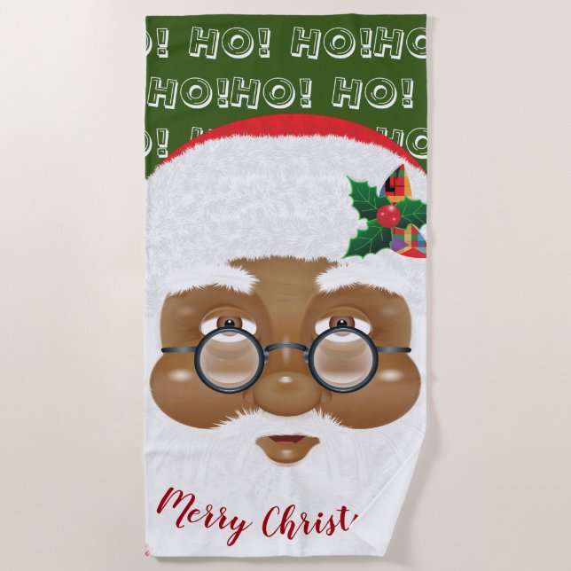 Afroamerikanischer Weihnachtsmann Strandtuch (Vorderseite)