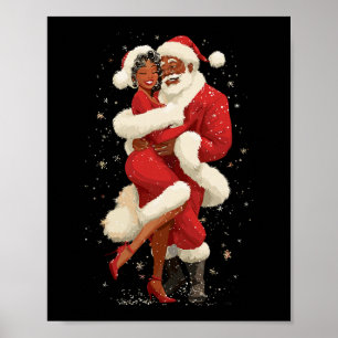 Afroamerikanischer Weihnachtsmann tanzt mit Mrs. C Poster