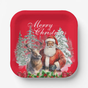 Afroamerikanischer Weihnachtsmann-Teller - 10 kg Pappteller