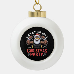 Afroamerikanischer Weihnachtsmann Weihnachts-Pyjam Keramik Kugel-Ornament