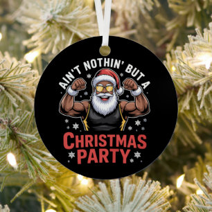 Afroamerikanischer Weihnachtsmann Weihnachts-Pyjam Ornament Aus Metall