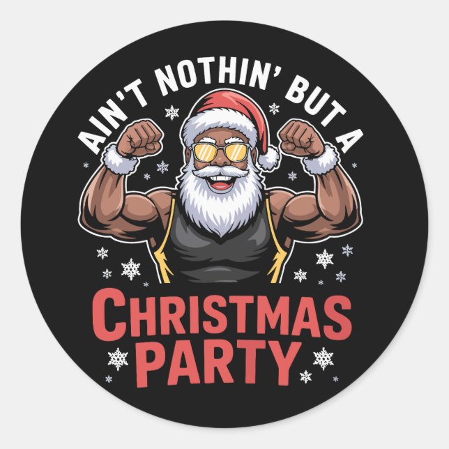 Afroamerikanischer Weihnachtsmann Weihnachts-Pyjam Runder Aufkleber (Vorderseite)