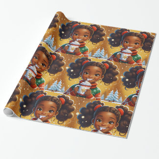 Afroamerikanischer Weihnachtsschokolade Geschenkpapier