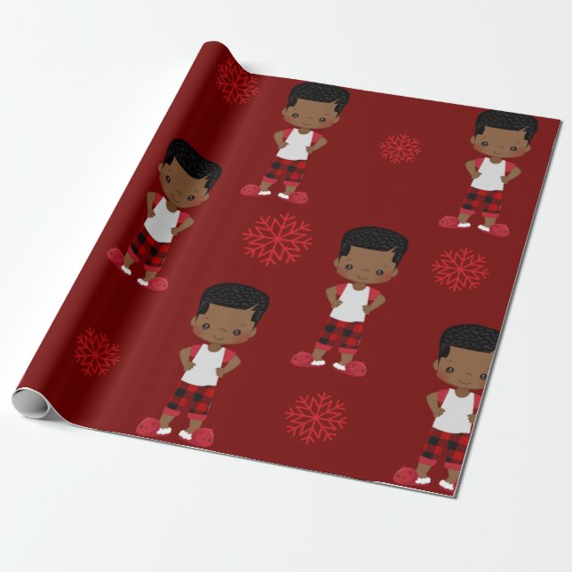Afroamerikanischer Weihnachtswrapping Paper Geschenkpapier (Ungerollt)