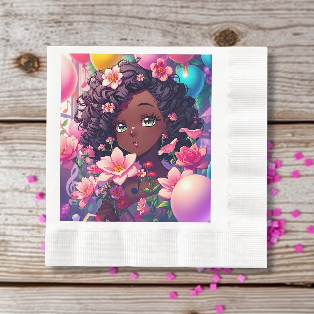 Afroamerikanisches Anime Girl Personalisiert zum G Serviette (Von Creator hochgeladen)